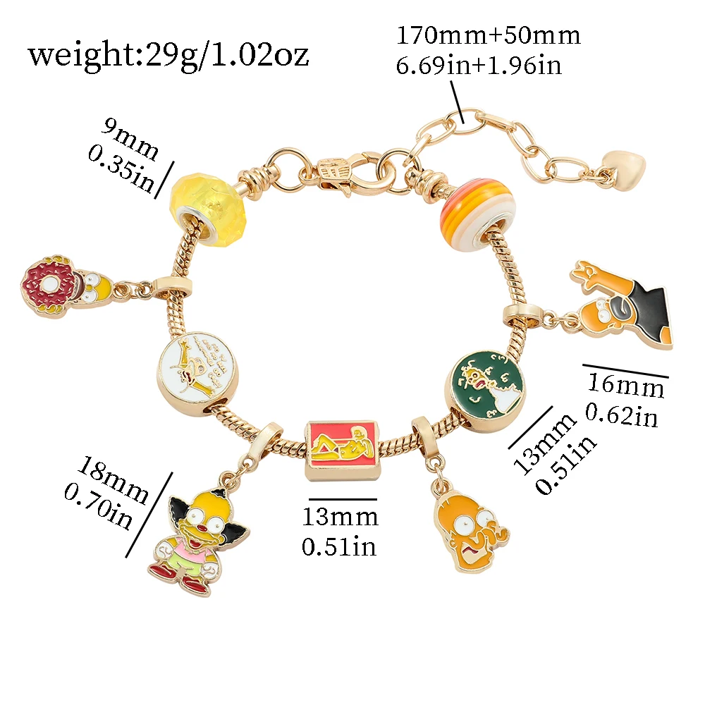 Simpsons Bracelet Charms for Jewelry Making Christmas Brand Bangles For Women DIY Gift