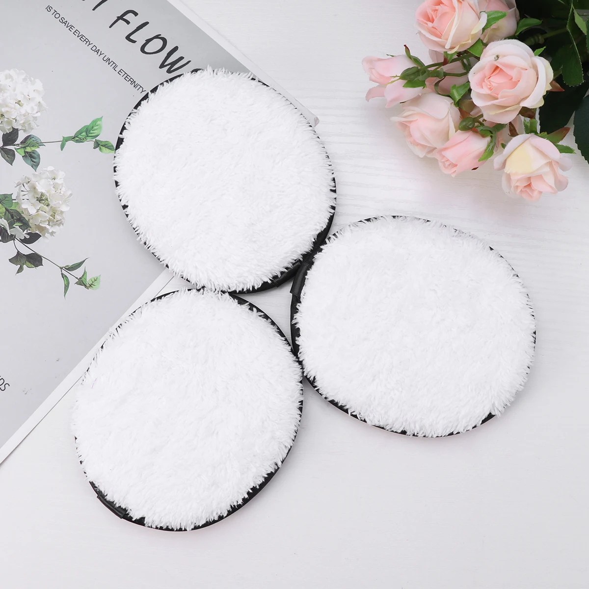 Serviette démaquillante en microfibre douce, tampons en tissu, nettoyage du visage, lingette lavable réutilisable, Mascara d'ombre à paupières naturelle, 3 pièces