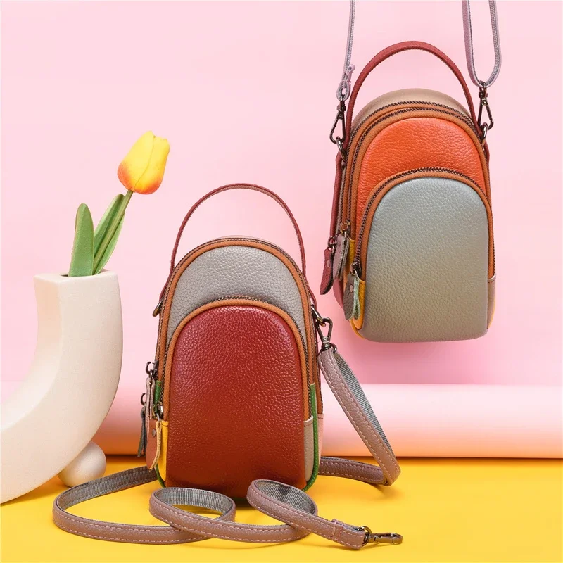 Sac à main 100% cuir véritable pour femmes, mini sacs pour téléphone portable et portefeuilles de styliste, mode initiée, sacoche féminine