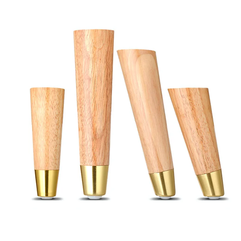 4Pcs Brand New Furniture Legs ,For Cupboard Sofa Table TV Cabinet Stool Oak Feet With Pure Copper Protective Case Cone Feet