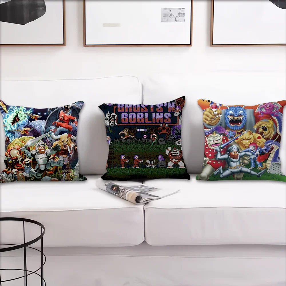 Goblins N'Ghosts Game كيس وسادة للأريكة بجانب السرير وطاولة غرفة النوم ومسند الظهر وسادة مكتب المعيشة المطبوعة مربعة متعددة #5