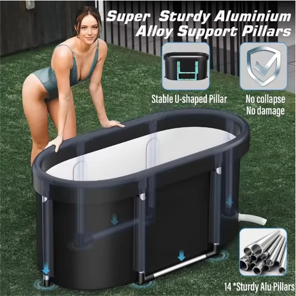 

Ice Bath Tub Portable Bathtub Cold Water Tub Hot Bath Heavy Duty Barrel Bathtub Foldable Bathtub for Family Camping Bathroom