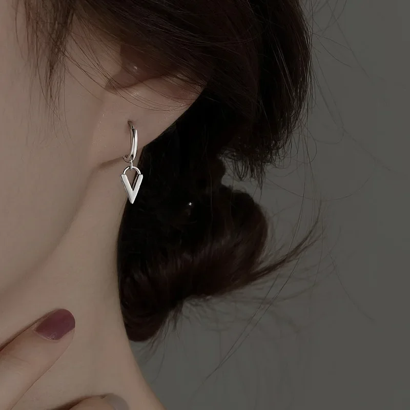 Simple Design Silver Letter Drop Earrings For Women New Fashion Ear Cuff Piercing Dangle Earring Gift - view 2