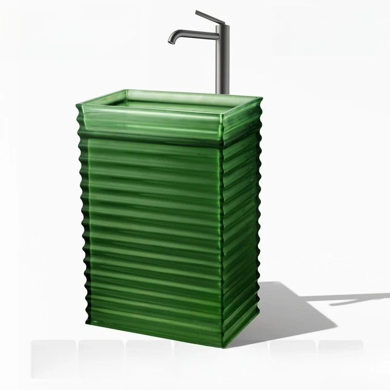 Square transparent floor-to-ceiling wash basin, household integrated, resin wash basin