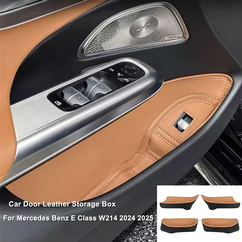 

Кожаный ящик для хранения боковой двери автомобиля, органайзер для хранения передней двери для Mercedes-Benz E-Class W214 E300 E260 2024 2025