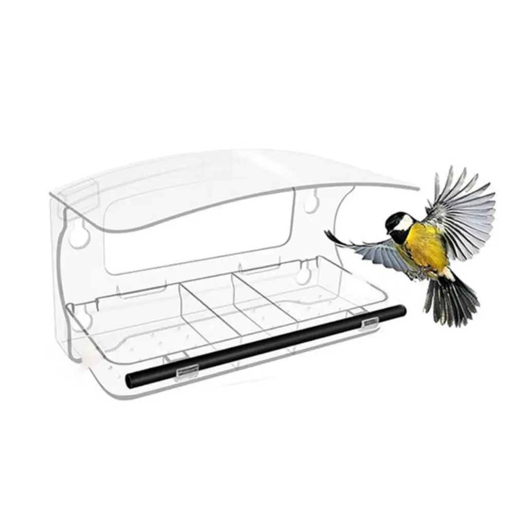 Saugnapf-Fenster-Vogelfutterspender mit Doppel-Saatgutbehälter, werkzeuglose Vogelfutterschale, leicht zu reinigen, große Größe, Wildvogelfutterspender für die Vogelbeobachtung – Detail 5