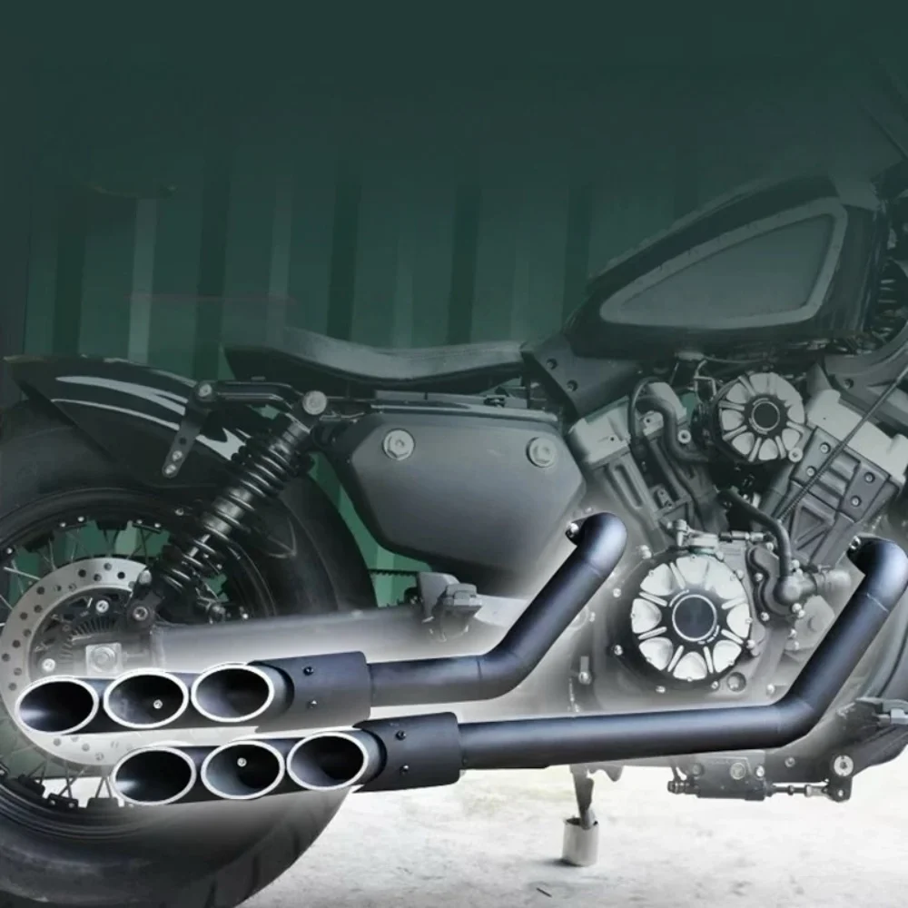 FOR BENDA CHINCHILLA 300 modified dual exhaust with 6-hole straight-through tailpipe for non-destructive direct mounting.