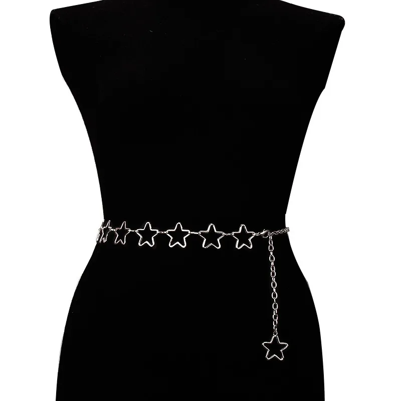 Mode Retro Monolaag Sterpatroon Met Kreeftensluiting Verstelbare Lengte Rvs Tailleketting Rok Taille Accessoires