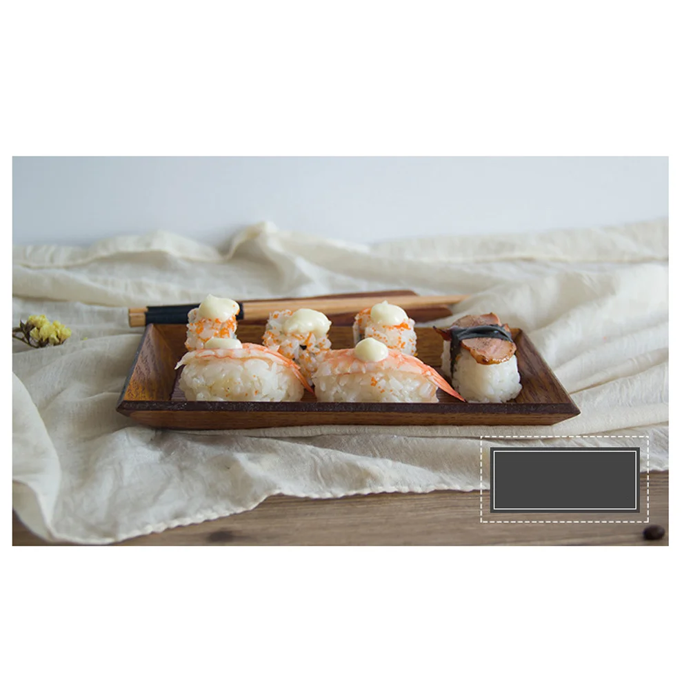 

1 pc Sushi Tray Wooden Snack Dish Dessert Storage Dried Fruit Plate Home Kitchen Rectangle Food Tray 21.5X11.5X2Cm Wood