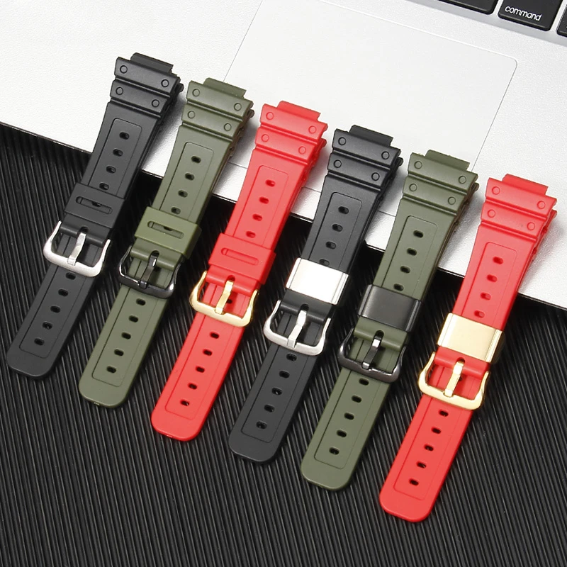 Soft Resin Small Square Watchband for Casio DW-5600/G-5600/GW-B5600/GW-M5610 Waterproof Sweat-Proof Watch Band 16mm