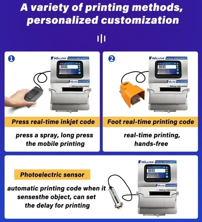 Imagem -05 - Willita Estática Inteligente Impressora Jato de Tinta Cor hd Tela Sensível ao Toque Suporte Impressão Imagem de Texto Código de Barras Data de Validade Tabela de Contagem