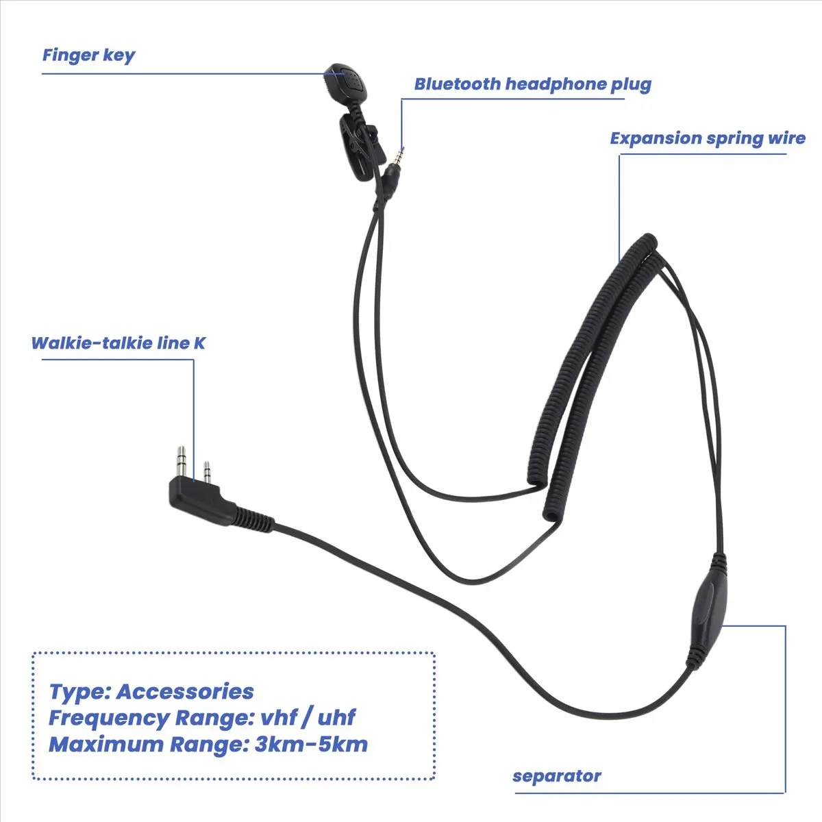 ~Upgraded 2026-V3 V6 V8 V1098a V5s Bluetooth Helmet Headset Special Connecting Cable for UV-5R UV-82 GT-3 Two Way Radio