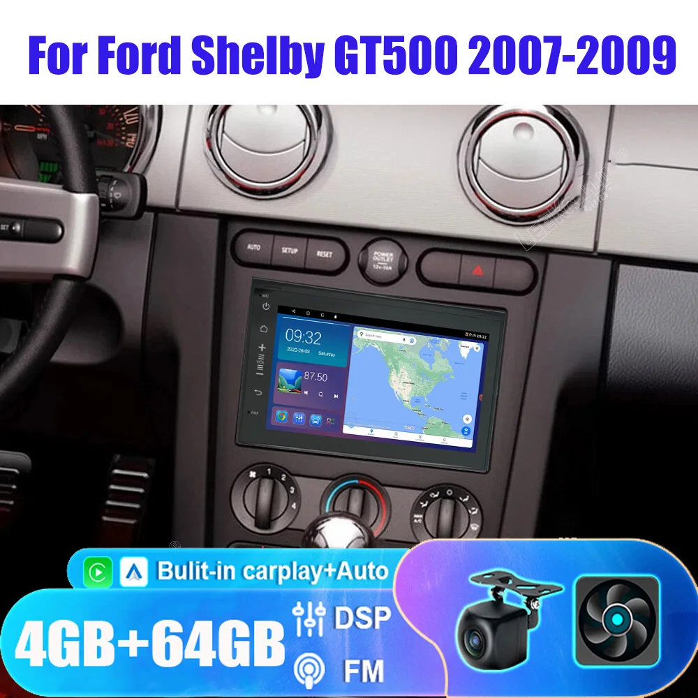 

7" 4+64GB For Ford Shelby GT500 2007-2009 Car Stereo Radio Apple CarPlay Android 15 Head Unit GPS Reversing Image