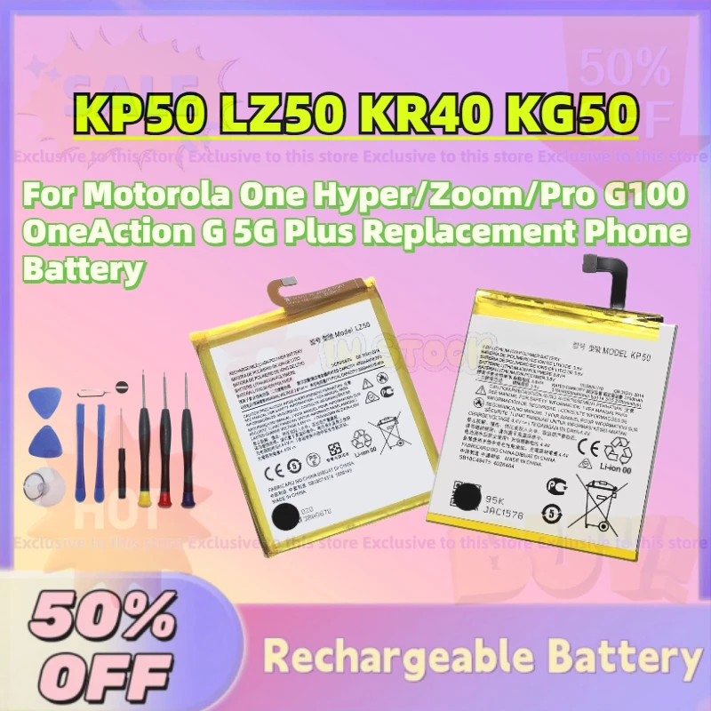 

Fast Shipping KP50 LZ50 KR40 KG50 Battery for Motorola One Hyper/Zoom/Pro G100 OneAction G 5G Plus Replacement Phone Battery