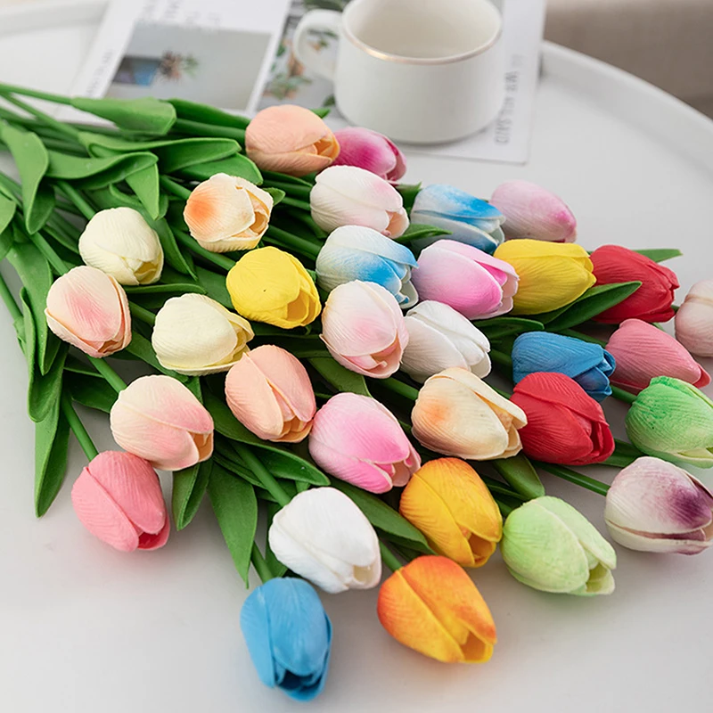 

1PCS Tulips Artificial Flowers Real Touch Flowers Tulip Bouquet Decor Fake Tulips Flower For Home Wedding Decorations