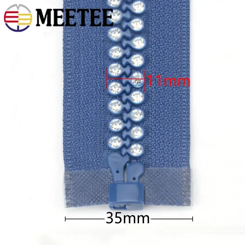 1/2Pcs 10# Resin Zippers 60cm Open-End Rhinestone Decorative Zips Repair Kit Bag Clothes Jacket Sewing Material Home Accessories