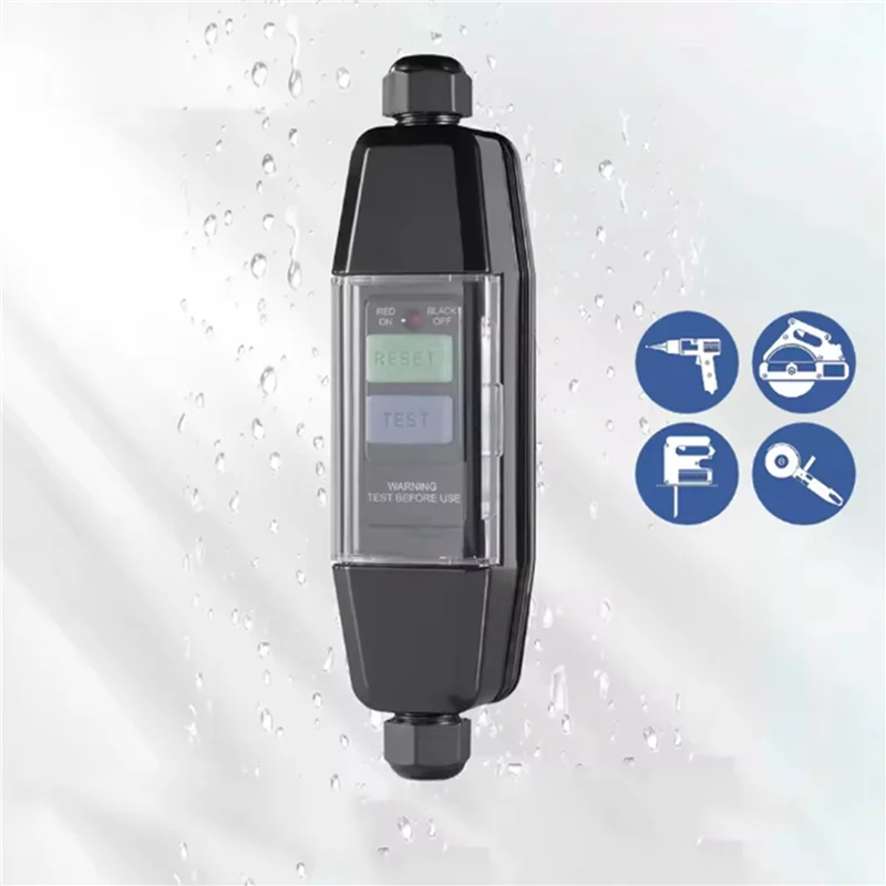 ABUI-2X موصل RCD مضمن، مفتاح أمان متوسط PRCD، حماية تيار متبقي 30 مللي أمبير مضاد للصدمات الكهربائية للأماكن الخارجية