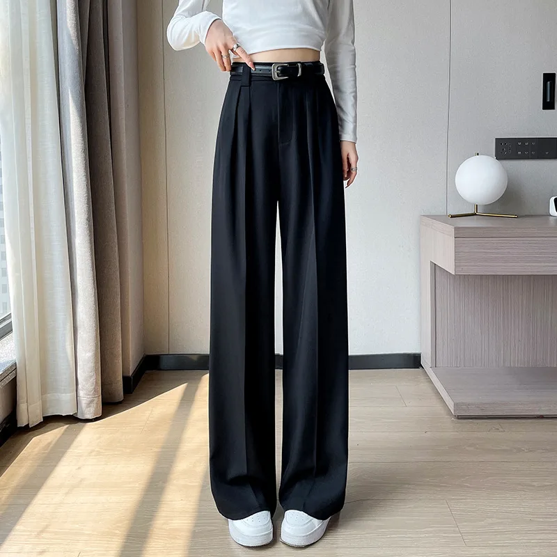 High Waist Straight Leg Suit Pants 2023 Autumn New Narrow Wide Leg Pants Straight Leg Casual Pants Floor Slam Pants for Women