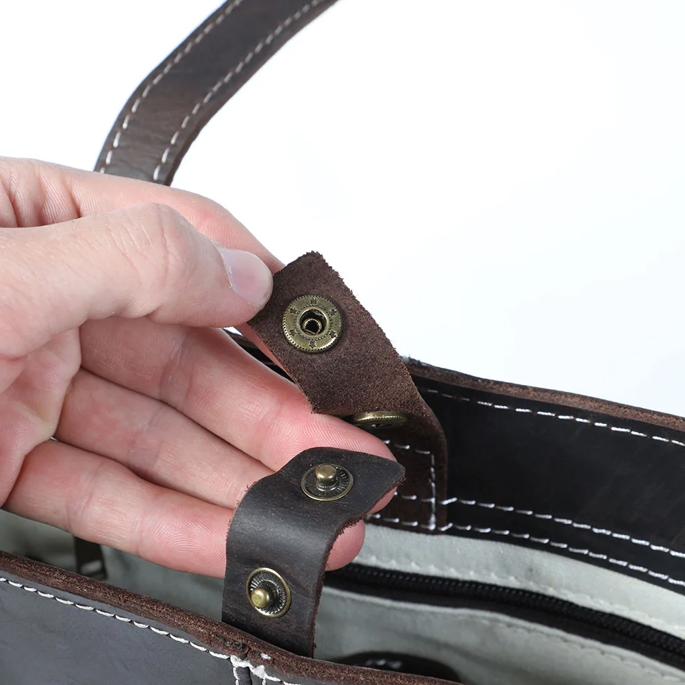 S.WORKER Echtleder-Tragetasche, Herren-Freizeit-Umhängetasche, Modische Laptop-Einkaufstasche aus Rindsleder für Damen – Detail 19