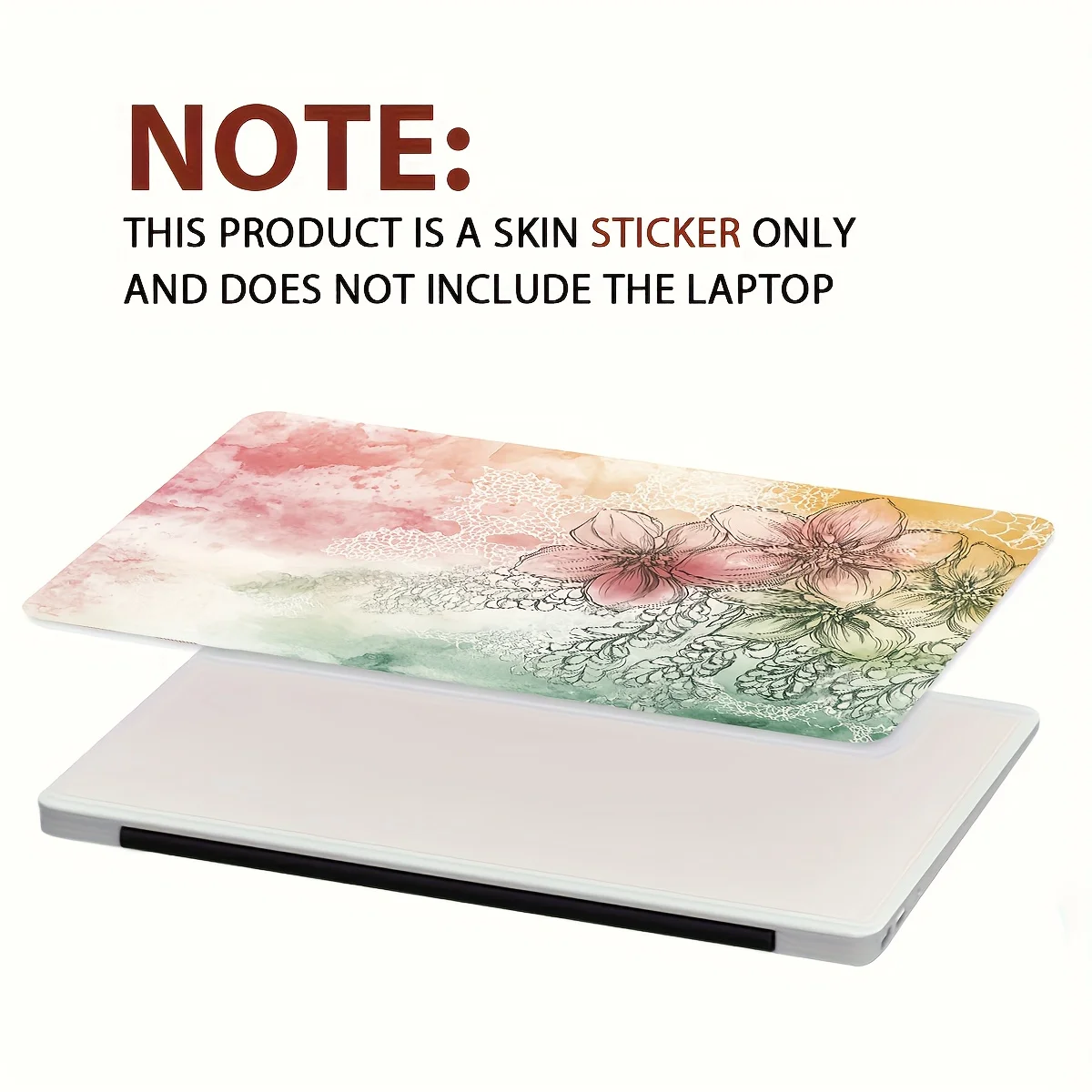 

Vinyl Laptop Case Floral Stickers, 2 Pieces/Set, Scratch Resistant DIY Art Case, Universal Netbook Skin Stickers Non-Reusable