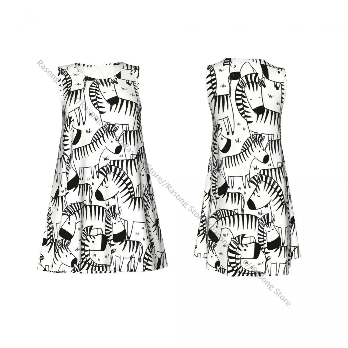 Women's Dress Funny Zebras Pattern Summer Casual T Shirt Beach Cover up Tank Dress
