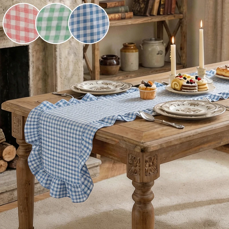 1pc pastoral fresh lotus leaf multi-color table runner table atmosphere, living room dining room picnic holiday decoration