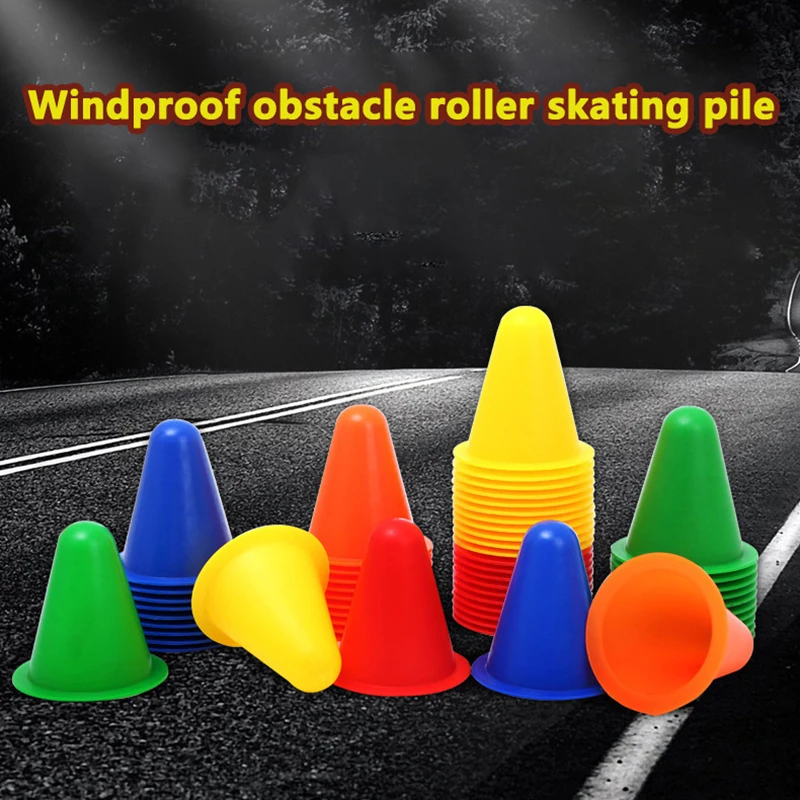 10pcs Marking Training Road Cone Roller Skating Piles Portable Multifunctional Skates Roadblocks Soccer Training Obstacles Props