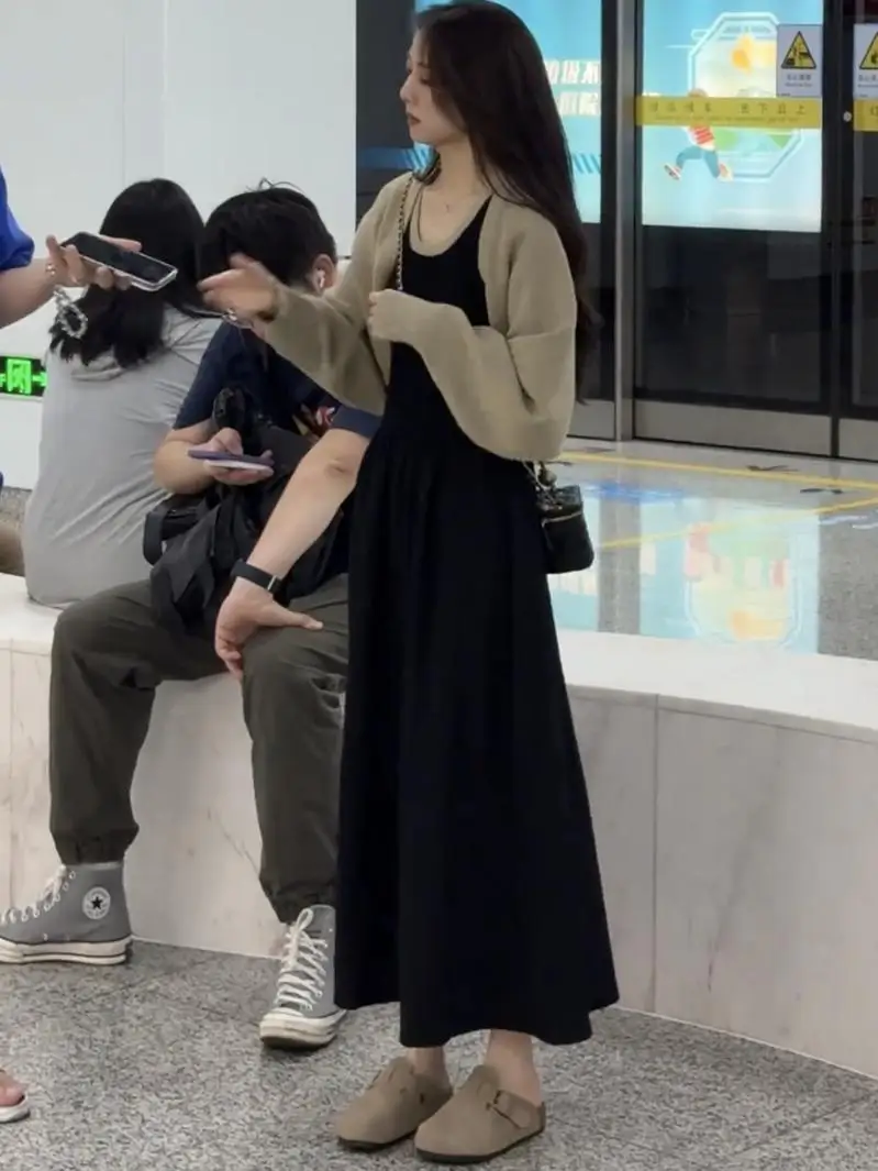 Jurken Damesjurk Zwart Roze Fladdermouwen Bruiloft Receptie Viering Uitlopende Zachte Cirkel Lichtroos Vrouwelijk Delicaat