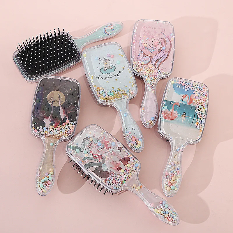 Cartoon Cute Hair Brush Print Air Cushion Comb Transparent Massage Plastic Pony Airbag Combs Detangling Hair Brushes