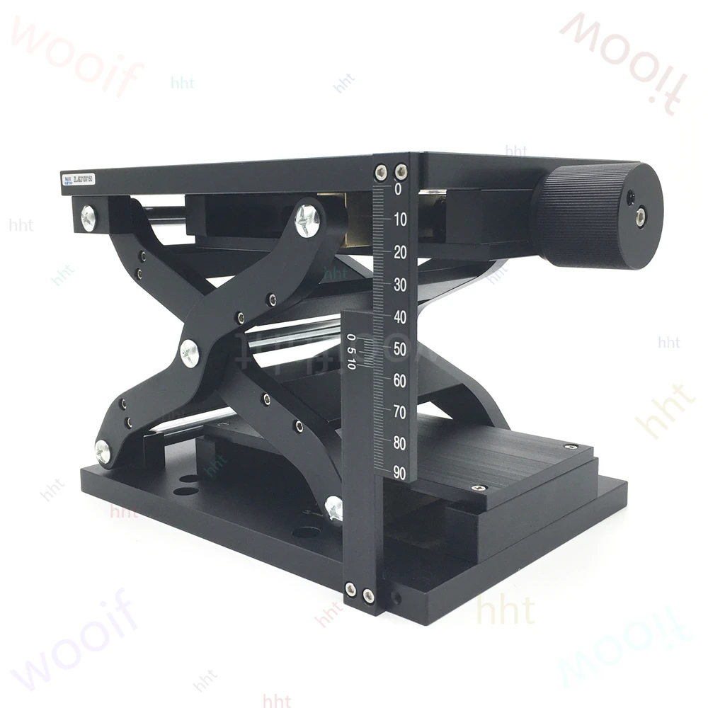 Z Axis Scissor Manual Sliding Table Vertical Lifting Platform Linear Stage Displacement Platform 120*80 210*150mm HTZ120 HTZ210