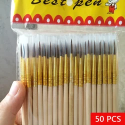 50 pcs/Lot Long Hair Hook Line Pen 000# Wood Painting Brush Art Supplies Tool Art Stationery Watercolor Painting Pen Wholesale