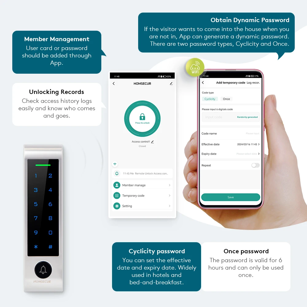 10 stuks 125 KHz Keyfobs + Waterdichte WIFI Thuis/Kantoor Beveiliging Deur Toegang Controller Tuya APP Wachtwoord RFID Toegang Anti-sabotage Alarm