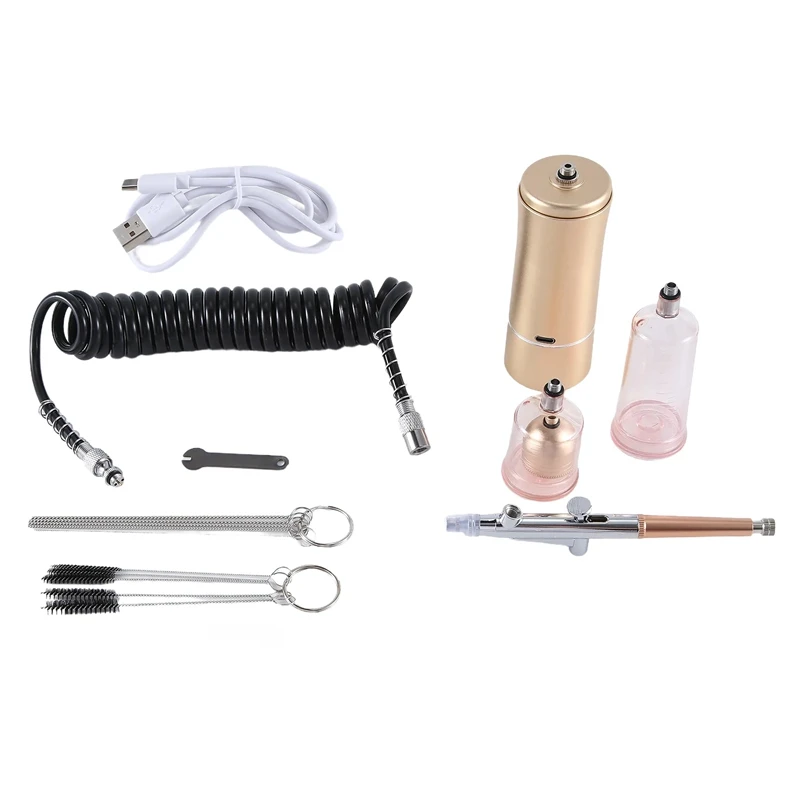 Airbrush Kit With Compressor Airbrush Cleaning Brushes For DIY Painting, Art Champagne