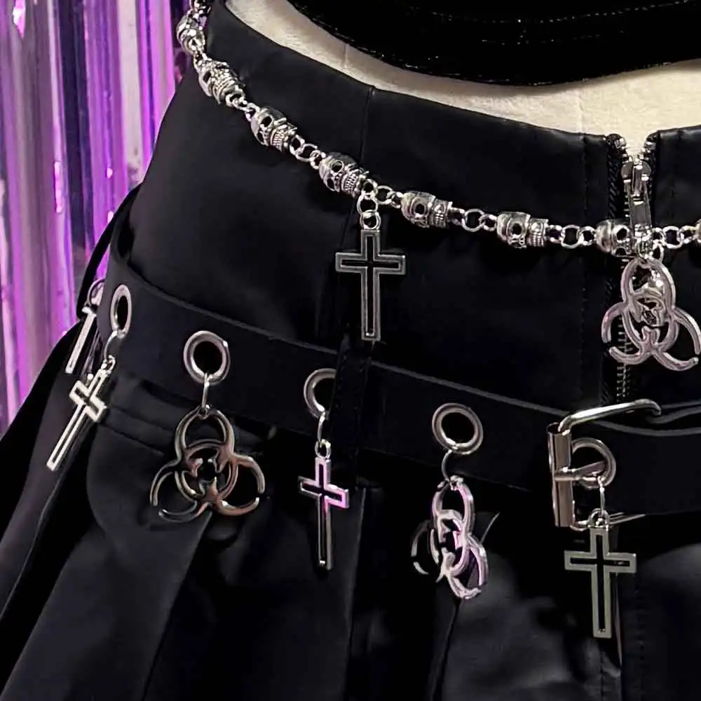 

Kawaii Glitch Core Ручная работа Готические юбки Harajuku DIY Гот Панк Рок Подросток Y2K Веганская кожаная цепочка Emo Eco E-Girls Гранж 90-е