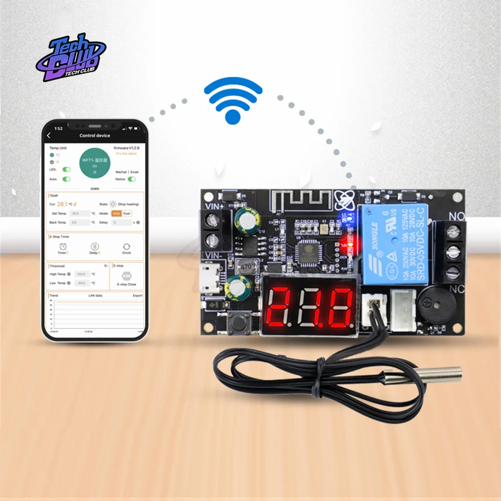 Termostato remoto WIFI modulo regolatore di temperatura ad alta precisione raffreddamento e riscaldamento APP raccolta della temperatura XY-WFT1