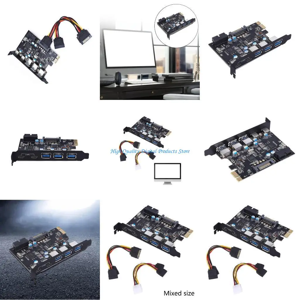 

U2JE Usb3.0 PCIE Expansion Card 5 Port PCI-E to USB3.0 Type-C Adapter Card