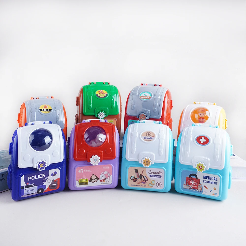 1Pc Mini Simulatie Dinosaurus Keuken Koken Servies Arts Tool Kit Kinderen Rollenspel Familie Rugzak Doos Speelgoed Cadeau