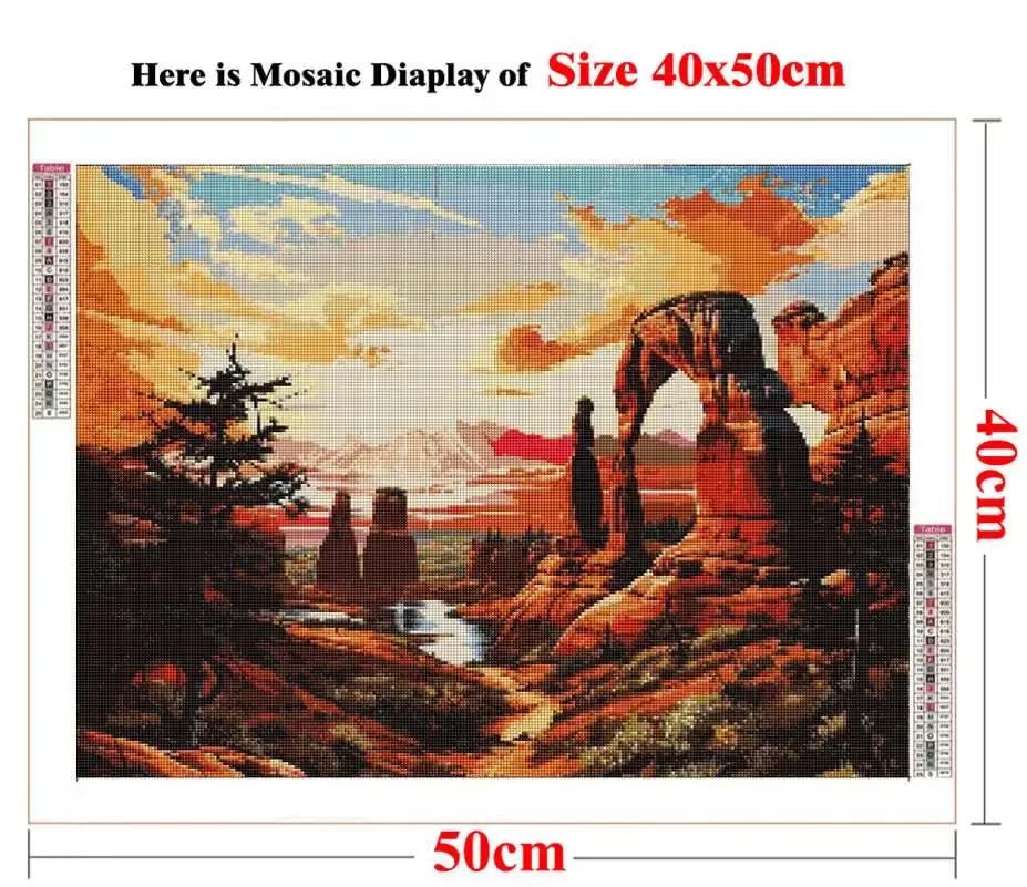 5D DIY Full Square Diamond Painting Arches Park Travel Poster , Delicate Arch Wall Art , New Utah Iconic Landmark Decor