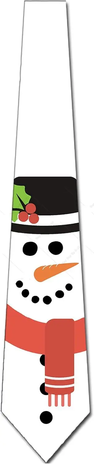 Cartoon Cute Snowman Ties Mens Winter Holiday Christmas Necktie for Gift Print Pattern One Size Men Ties Designer