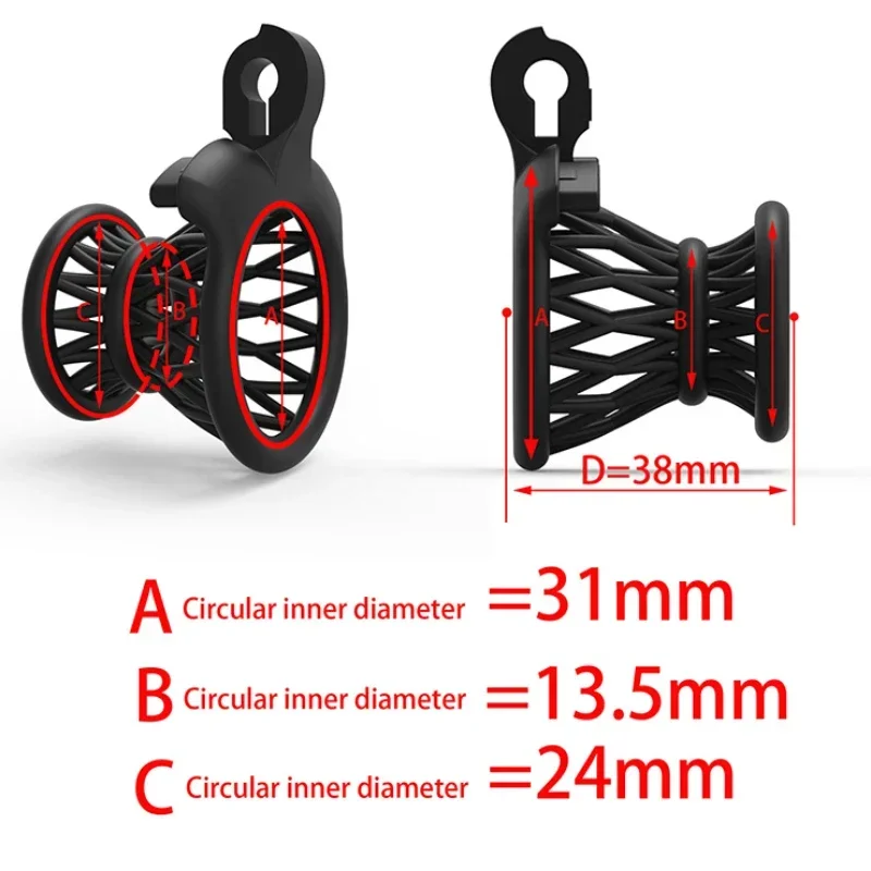 New Design Male Negative Chastity Cage Penis Lock Sissy Chastity Device Penis Restraint Control with 4 Size Rings Fixed Belt 18+