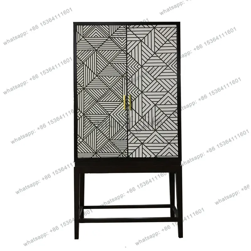 

French solid wood double-door wine cabinet new Chinese tall neoclassical decorative cabinet