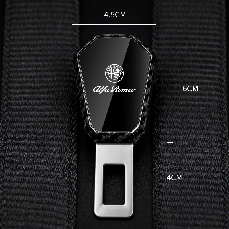 1Pcs Carbon Black Car Seat Belt Buckle Extender For Alfa Romeo 156 159 147 4C 8C 166 Giulia Giulietta Mito Stelvio Spider GT view 2