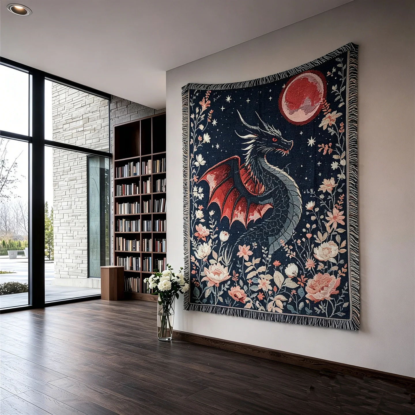 Retro Dragon American Sofa Blanket Wall Hanging Decorative Tapestry Rug Cover Carpet Tea Table Cover Linen Blanket for Camping