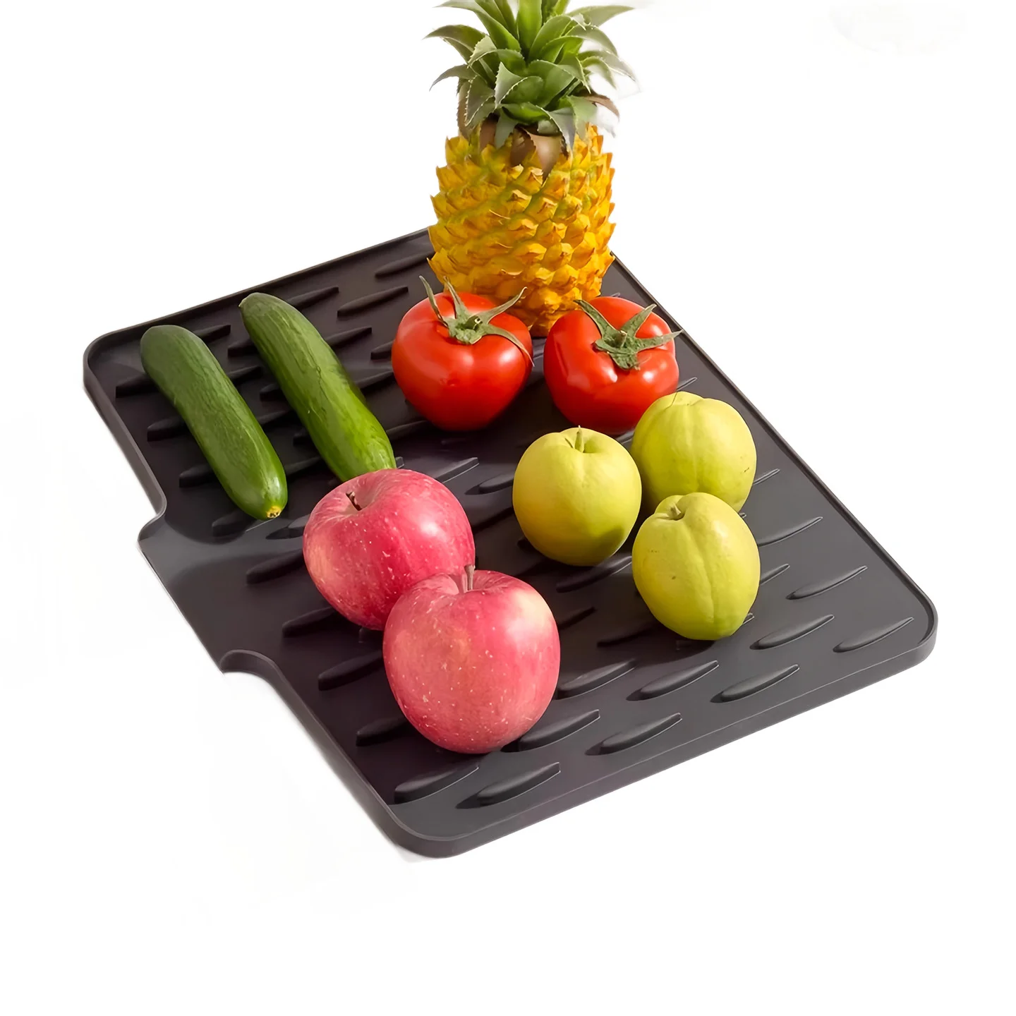 1Pcs Built-in Drain Design Silicone Sink Mat Non-Slip Tilted Design Dish Drying Tray Prevents Water Build Up Fast Drainage