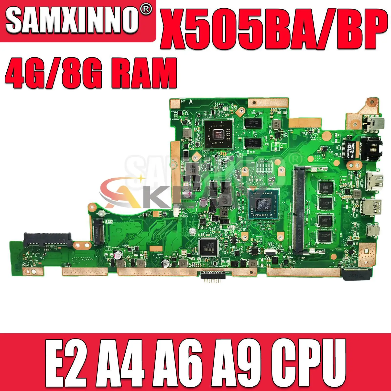 X505BP Laptop Motherboard For Asus X505BP K505B X505B V505B A580B S505B Notebook Mainboard E2 A4 A6 A9 CPU 4G 8G RAM UMA/PM