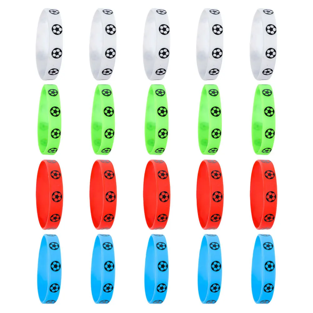 

20Pcs Football Silicone Wristbands Vibrant Colors Comfortable Fit for Team Spirit Sports Events Waterproof Sweatproof Game Day