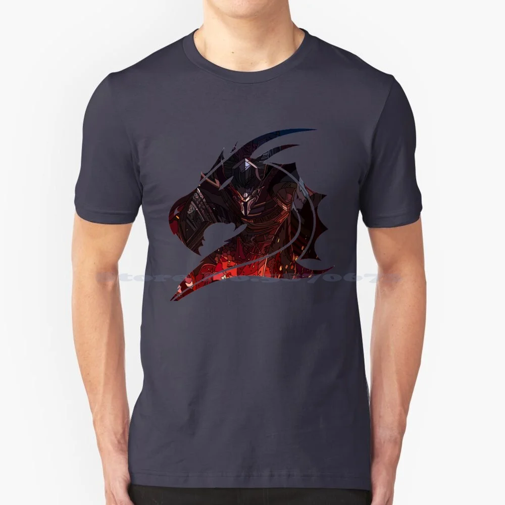 Pantheon Dragon Silhouette T Shirt 100% Cotton Tee Pantheon Armor Metal Fire Spear