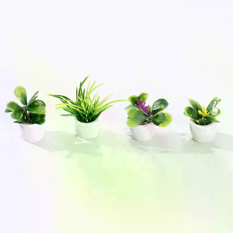 4Pcs 1:12 Dollhouse Miniature Mini Tree Potted For Green Plant In Pot Doll House Furniture Home Decor Simulation Potted Plants