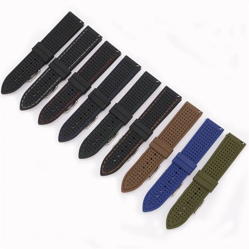 Weiches Silikon-Gummi-Uhrenarmband, 18 mm, 20 mm, 22 mm, 24 mm, für Herren und Damen, Sport, wasserdicht, atmungsaktiv, Schnellverschluss-Armband – Detail 5