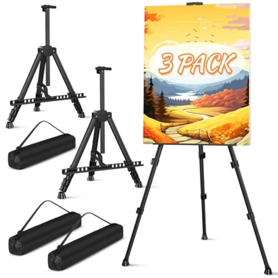 

Art Painting Tripod Easel Stands - Portable Adjustable Display Artist Metal Easel with 1 Bag for Tabletop/Floor Painting Hght f